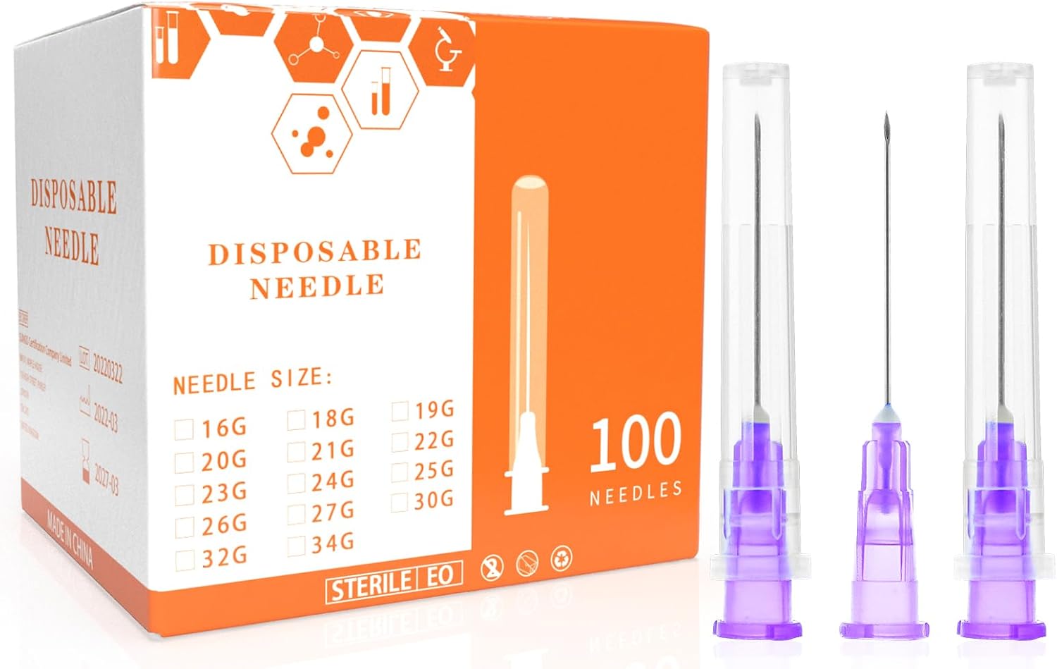 24 Gauge 1 inch Needle,Luer Lock Syringe Needles for