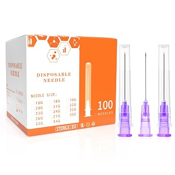 24 Gauge 1 Inch Needle Luer Lock Syringes Dispensing Needles, Pack of 100