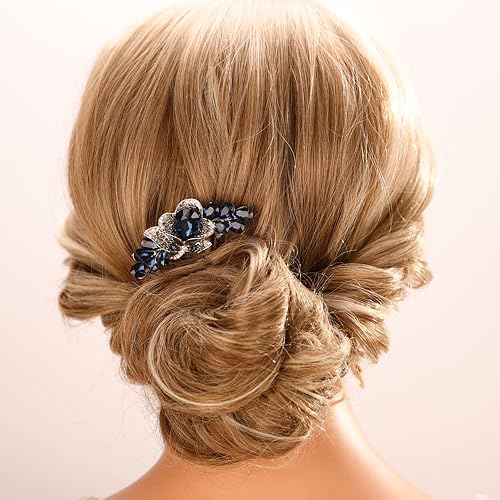 Miniatura 7 de Aimimier Peines laterales decorativos de cristal con diamantes de imitación brillantes, accesorios para el cabello de boda nupcial para mujeres