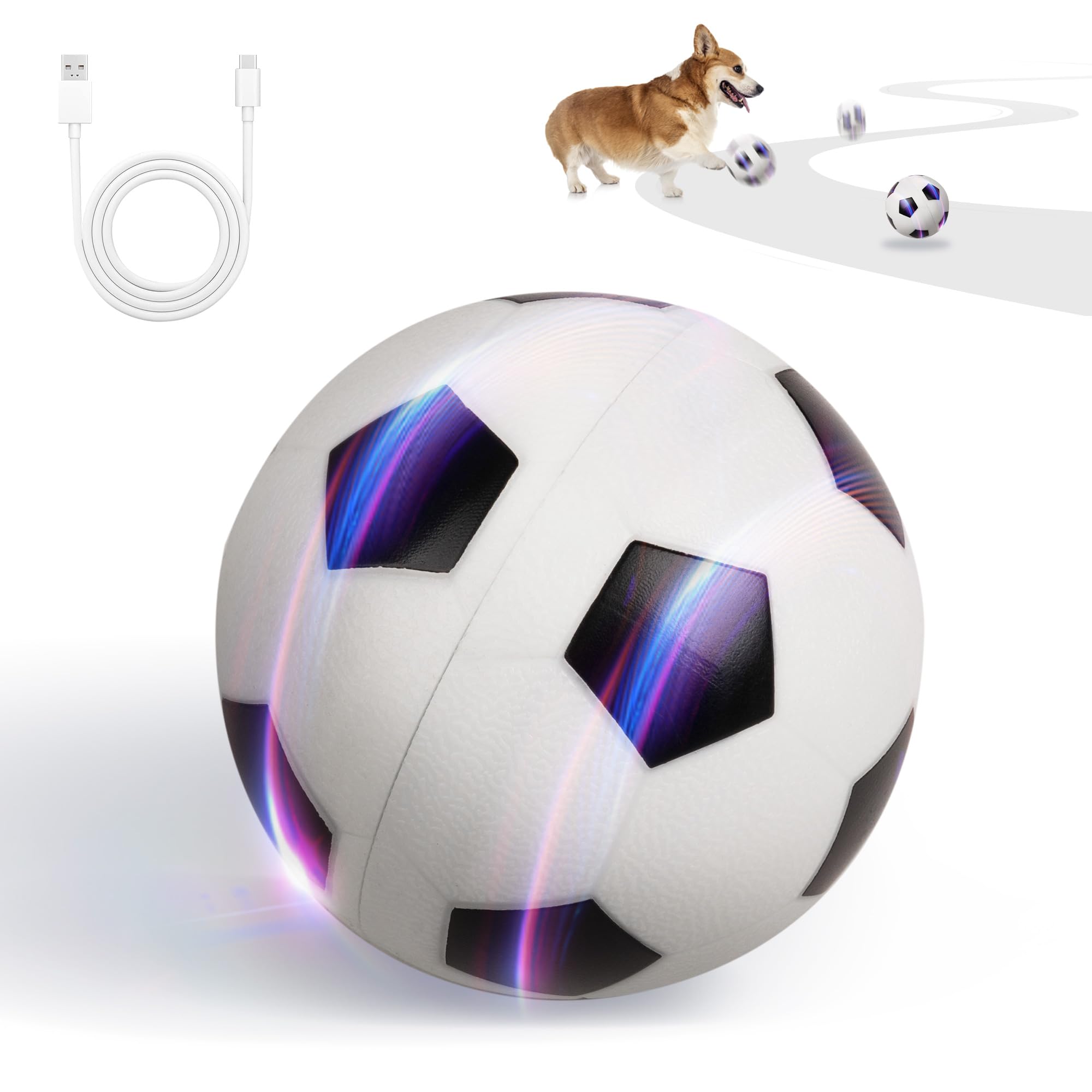 Pet Prime Interactive Dog Ball Toy Automatic Active Rolling Ball for Dogs Motion Activated with LED Light Rechargeable