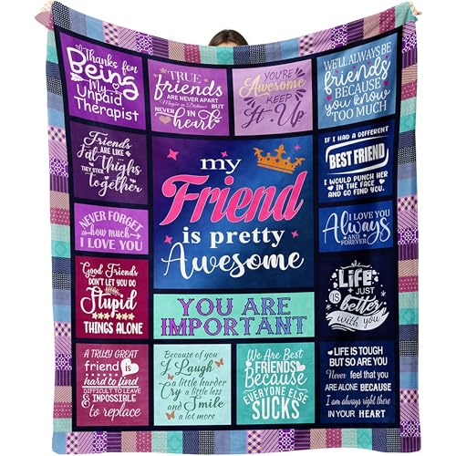 Hudodmn Best Friend Blanket, Best Friend Birthday Gifts for Women, Friendship Gifts for Women,...
