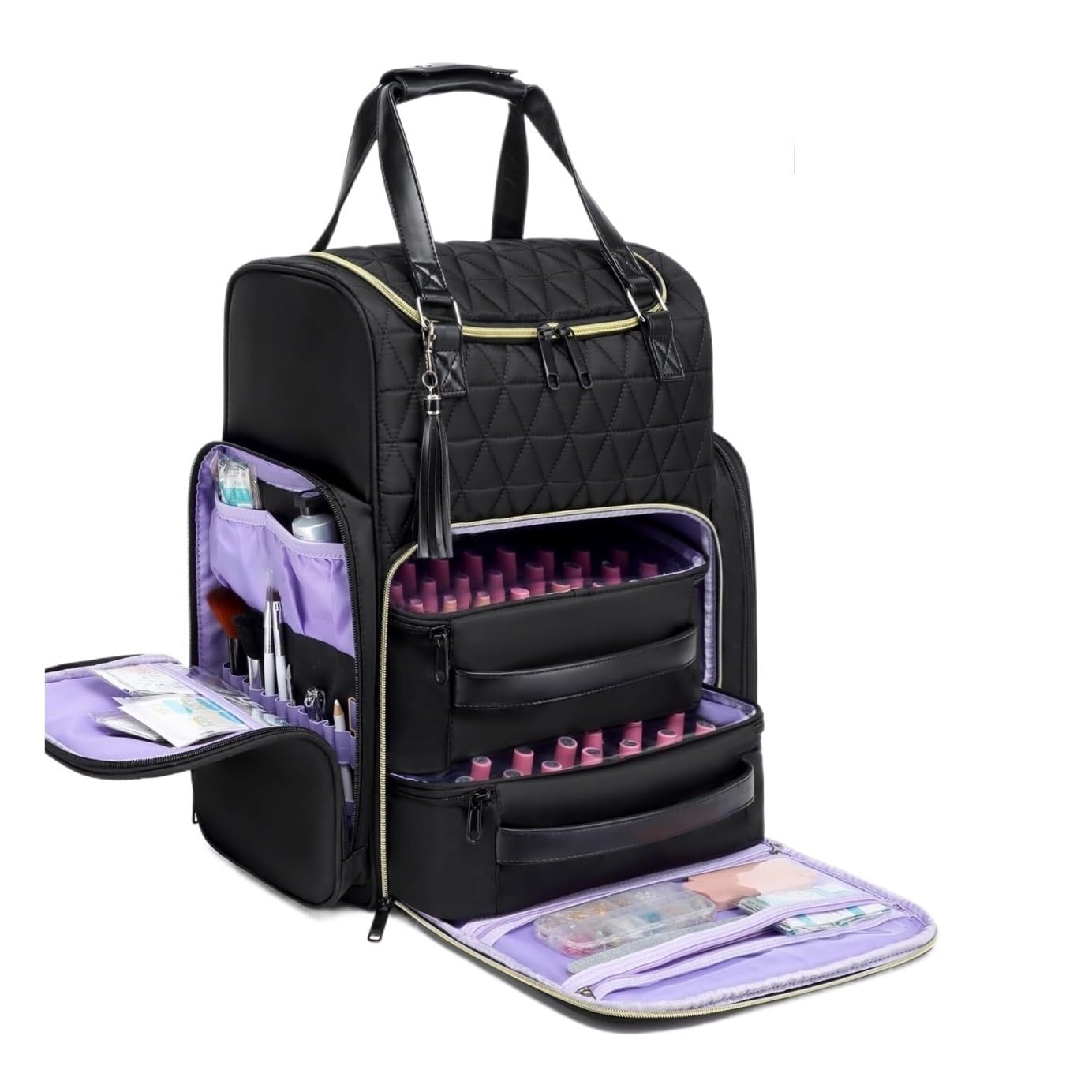 DANNMPX Nail Polish Portable Nail Polish Case With 2 Bag Travel Backpack Supplies Organizer