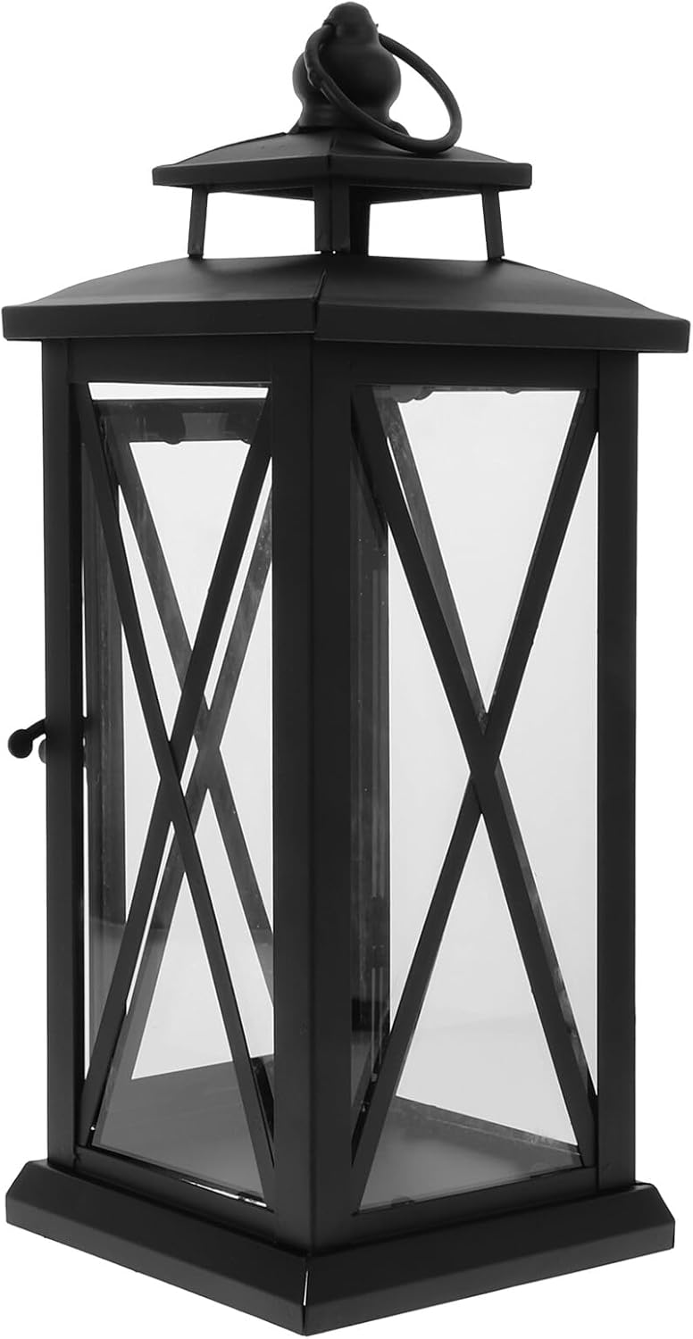 Mipcase Vintage Iron Candle Holder Retro Hurricane Lantern Wind-Resistant Black Small Home and Wedding Decoration