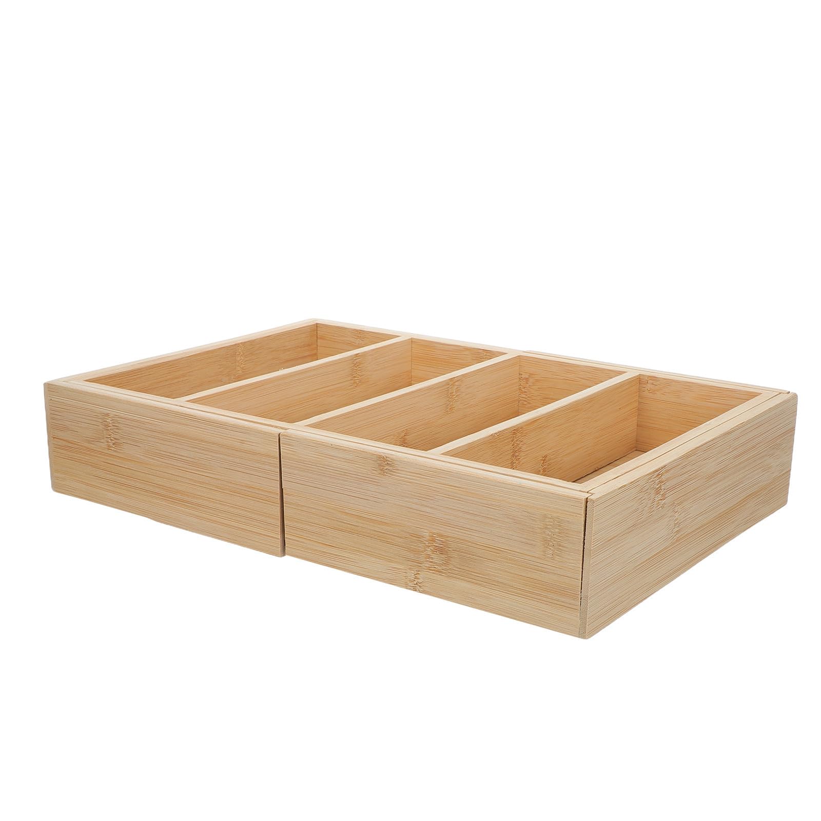 ABOOFAN Organizzatore Design Naturale in Bambù Divisori Regolabili Espandibile Scatola per Ripiani e Soluzione Salvaspazio Efficiente per Cucina e Dispensa