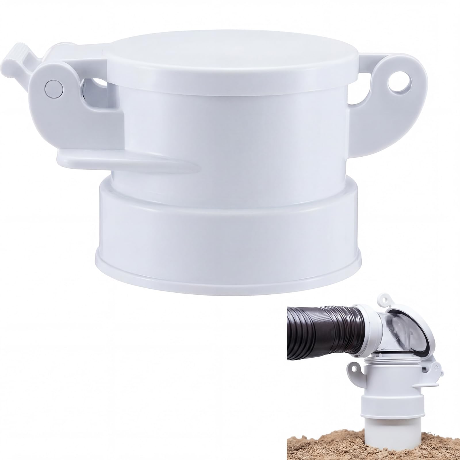 Photo 1 of Innconee 4" White Sewer Cap for Rv Sites/campgrounds Odorless Female Sewer Cap Easily Threads into Standard Threaded PVC Collar Exterior Accessories for Trailers, Campers, and Motorhomes