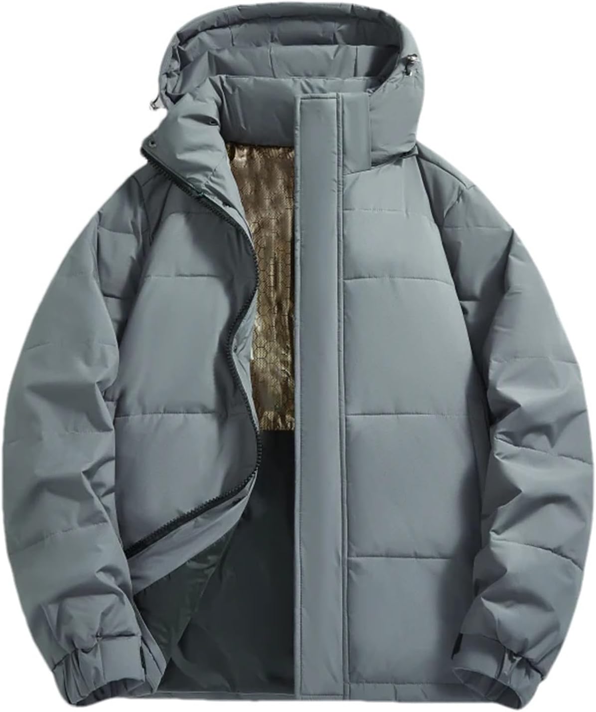 Men's Hooded Thickening Puffer Jacket Winter Duck Down Coat Thicken Quilted Jacket