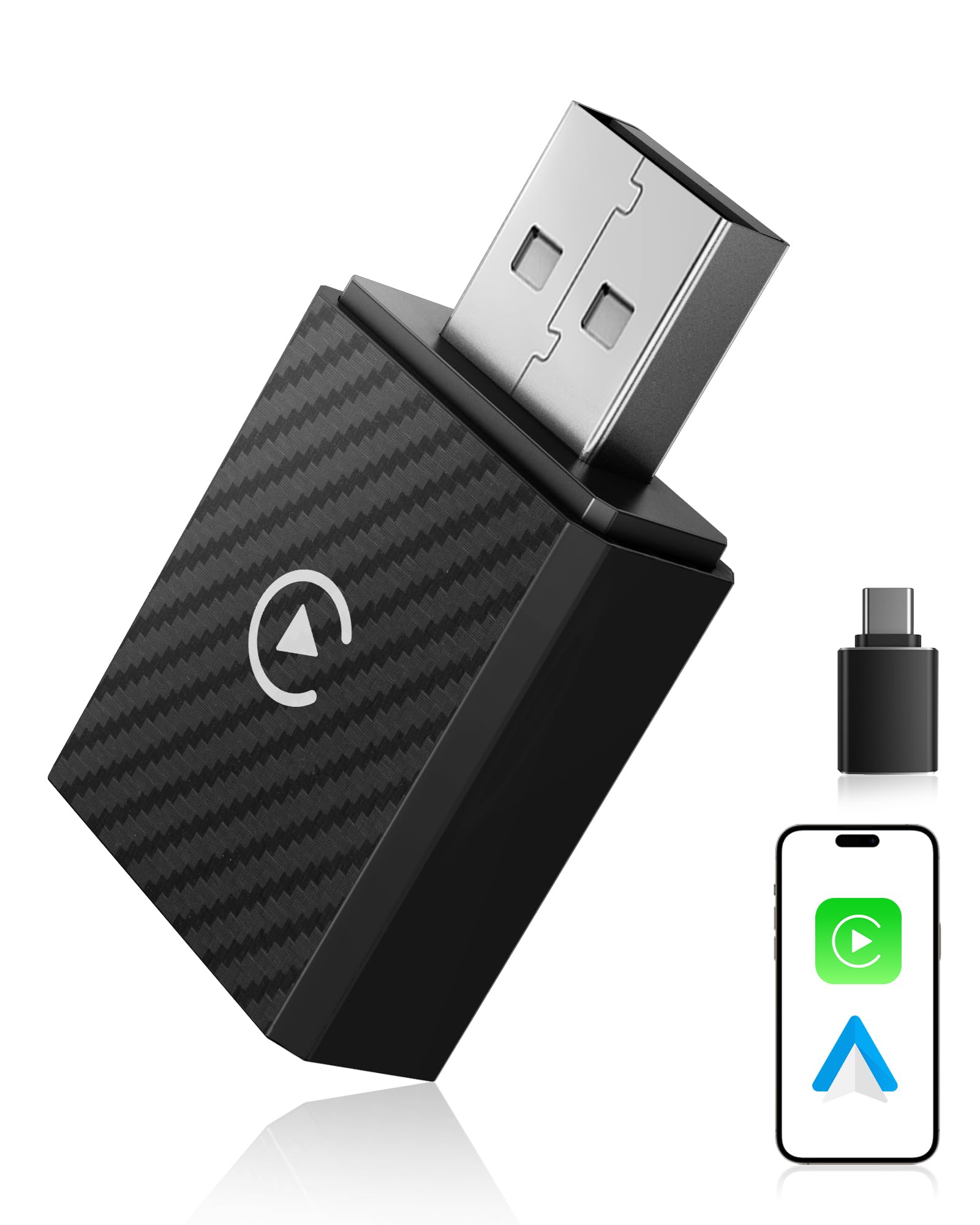 WityEye CarPlay und Android Auto Wireless Adapter 2 In 1, V5.4 Bluetooth Stabile Verbindung, Dualband WiFi 6 Schnelle Datenübertragung, USB C/A, für Apple iPhone iOS 10+, Smartphone Android 11+