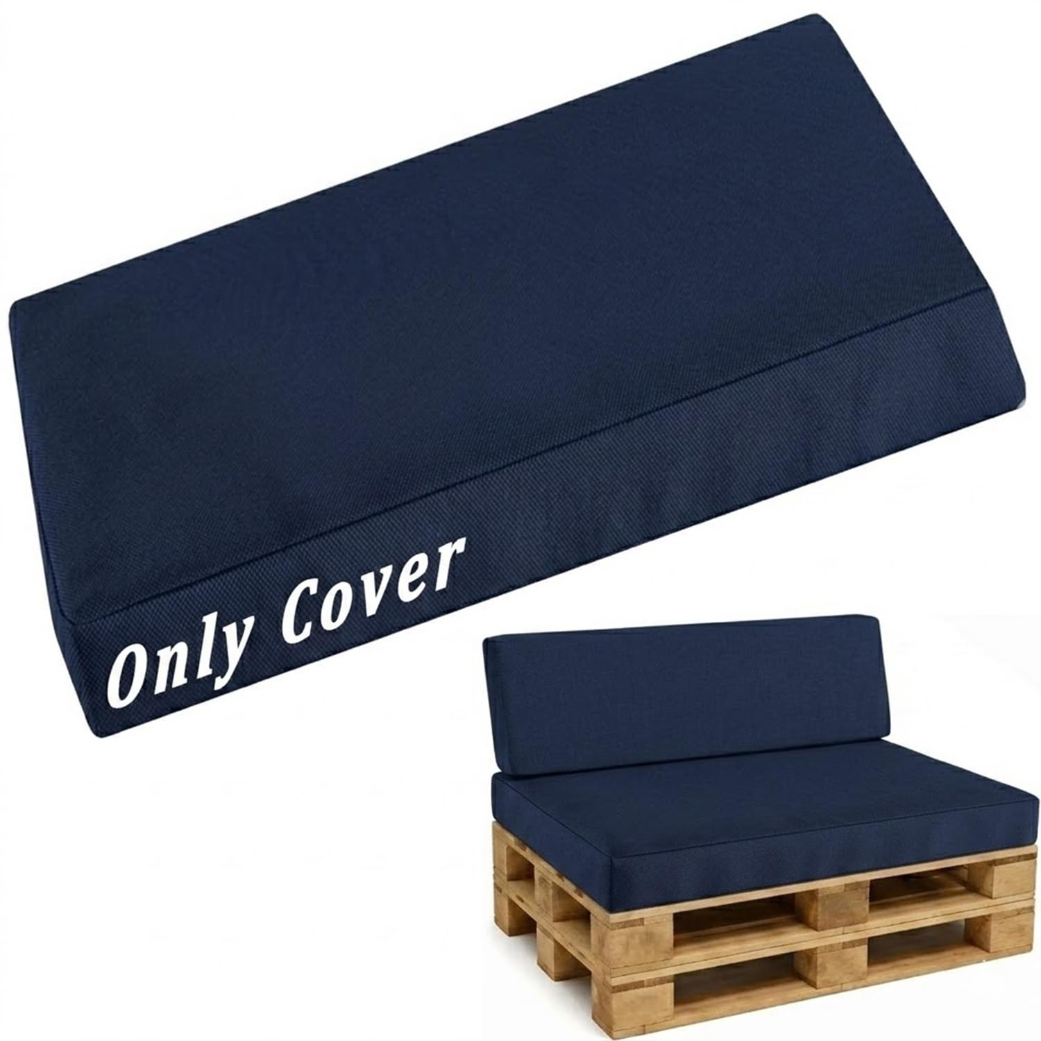 Replacement Pallet Cushion Covers 120×80 60×40 120×60 120×40, Waterproof Oxford Patio Furniture Slipcover with Zipper, Wedge Backrest Outdoor Sofa Protector(Navy Blue,Seat 60x120cm)