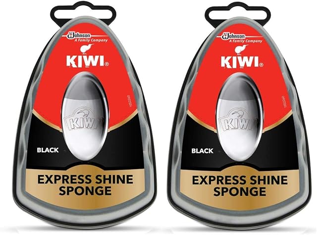 24x7 kiwi express shoe shiner sponge 0.2fl oz pack of black colour (Pack of 2).