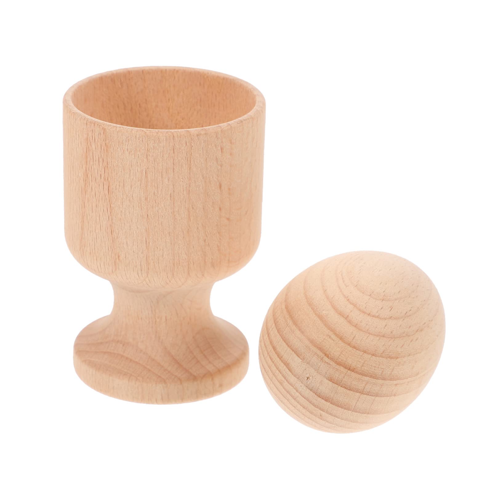 STOBOK Wooden Egg Cup Ball Toy Set for Kids Early Education Hand-Eye Coordination Preschool Training Montessori Sensory Development