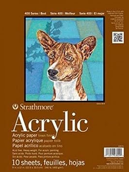 Strathmore 400 Series Glue Bound Acrylic Paper Pad, 246 lb. Linen, 12 X 18 inches, White, 10 Sheets 430-12
