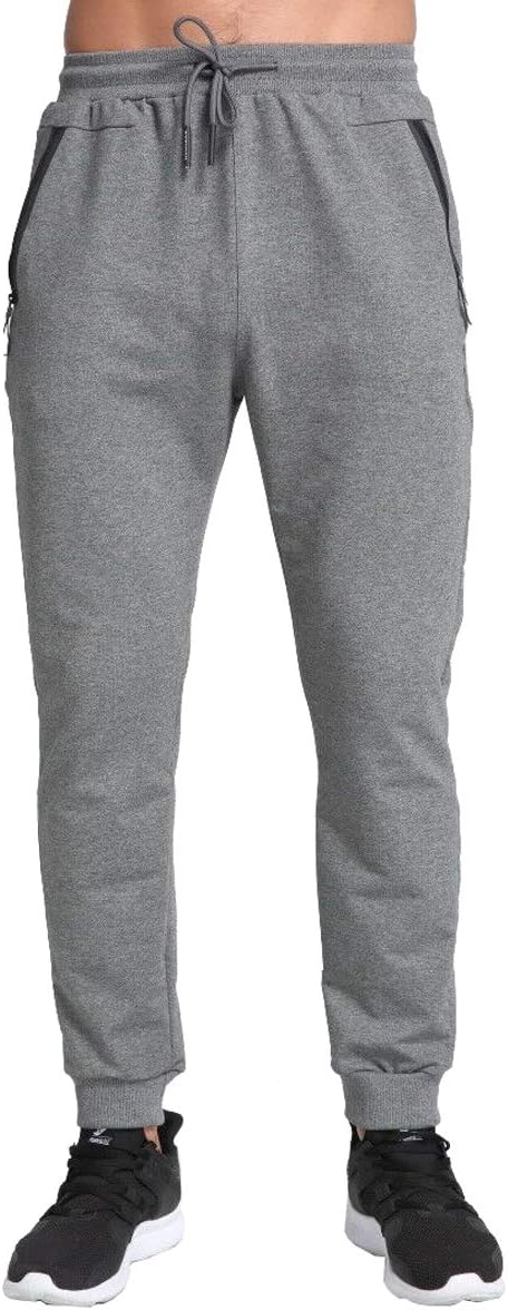 Mens Joggers Slim Fit Tracksuit Bottoms Zip Pockets