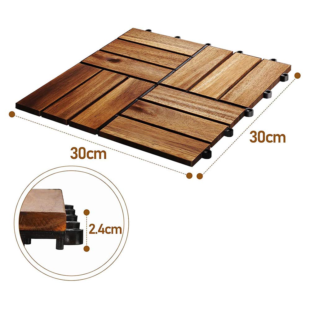 Lot de 20 Dalles de Terrasse Clipsable en Bois 31 X 31 cm Hobby Tech