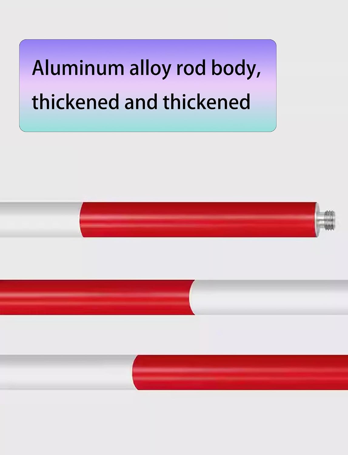 Modular Aluminum Survey Pole & Grade Rod - 6.6ft/200cm for Construction, Land Surveying, Well Depth Measurements with Red Scale Markings - Durable & Lightweight
