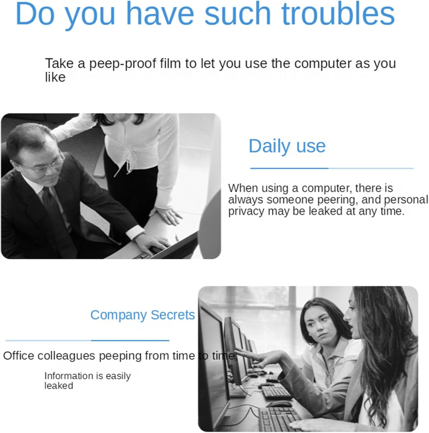 DARZYS Computer Privacy Screen Protector, Anti Blue Light Screen Protector Panel, Reduce Eyestrain, Suitable For 19