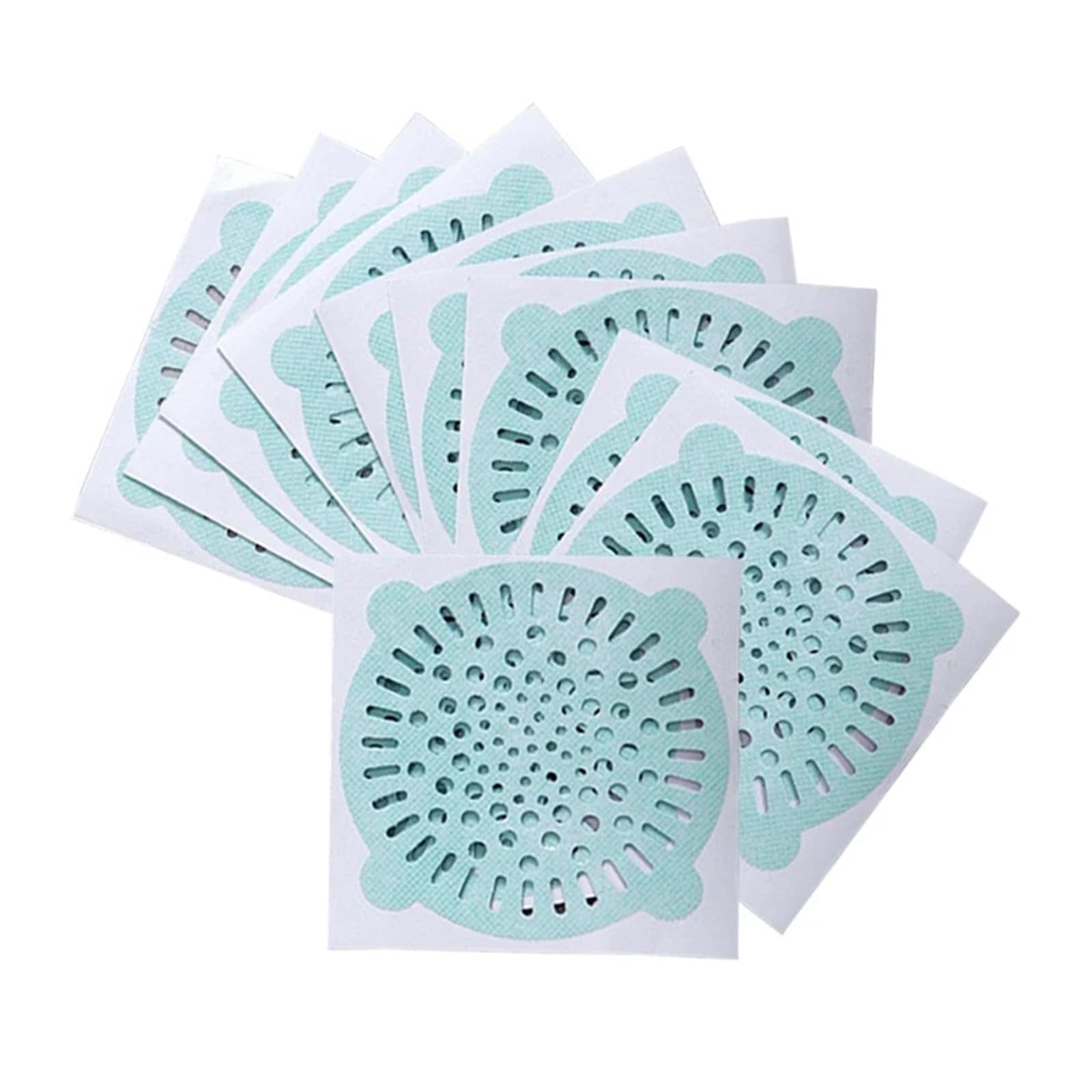 10Pcs Disposable Shower Drain Hair Catcher Strainer Filter Sticker Kitchen Sink Sewer Outfall Stopper Bathroom Floor Cover(Green)