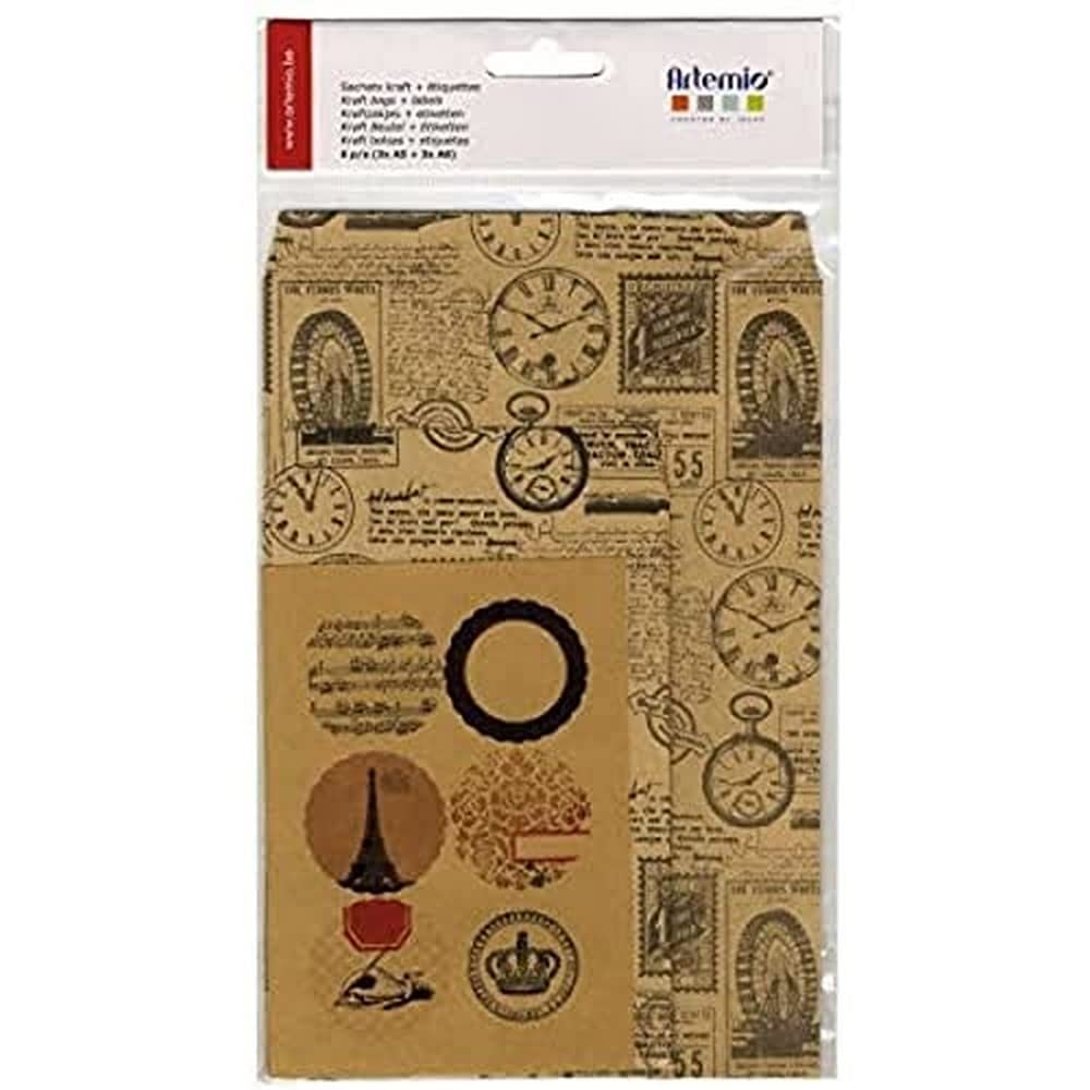 Artemio 14030055 Kraft Envelopes & Labels with Illustrations