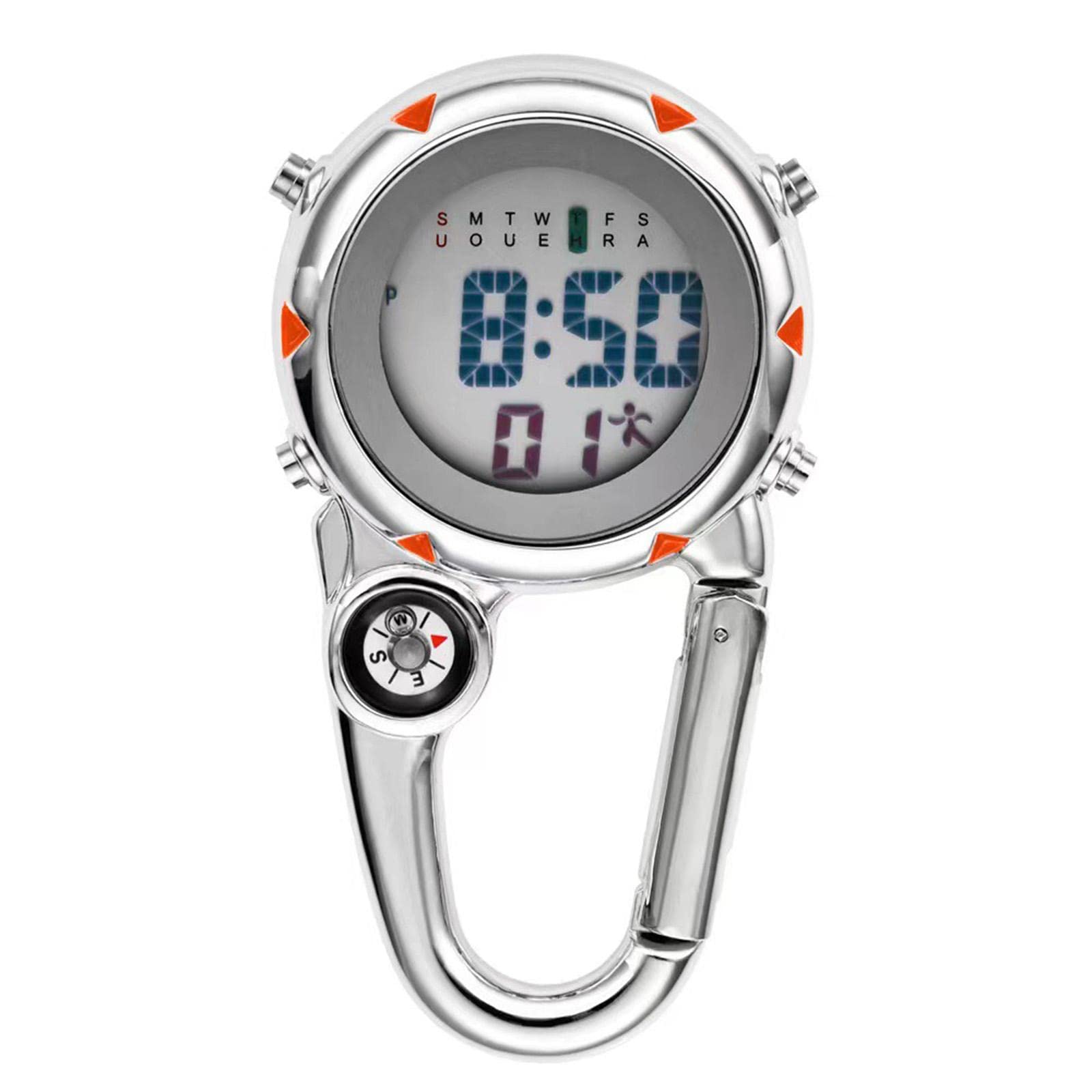 Harilla Digitale Uhr mit Karabinerhaken, Rucksack, Taschenuhr für Männer und Frauen, leicht ablesbar, mit Wecker, elektronische Uhr, genau für, Black