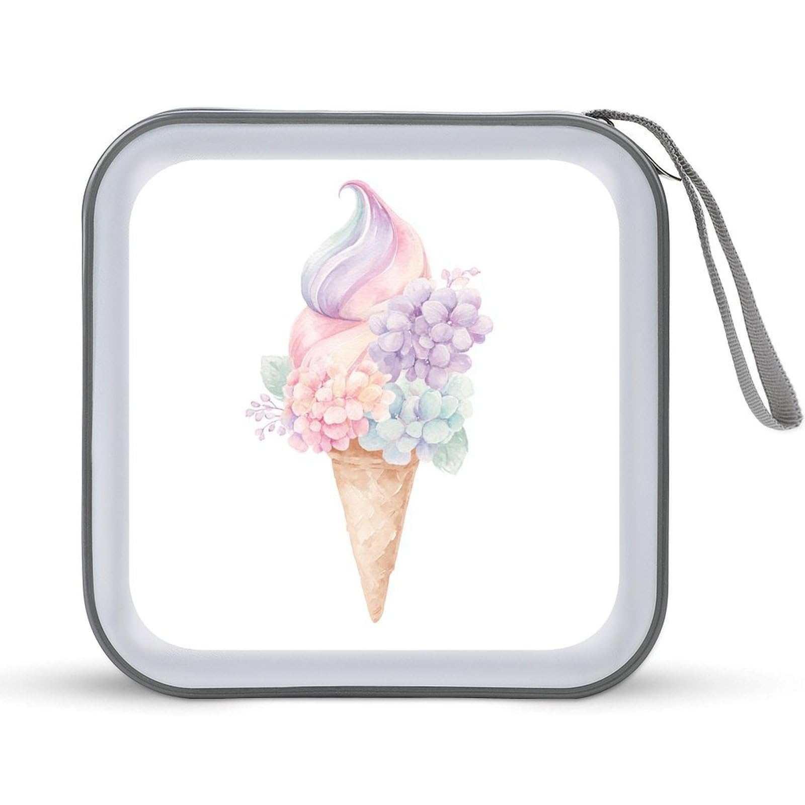 Jubonexis Pastel Rainbow Ice Cream Cone CD Case DVD Storage Case Portable for Car Home Travel