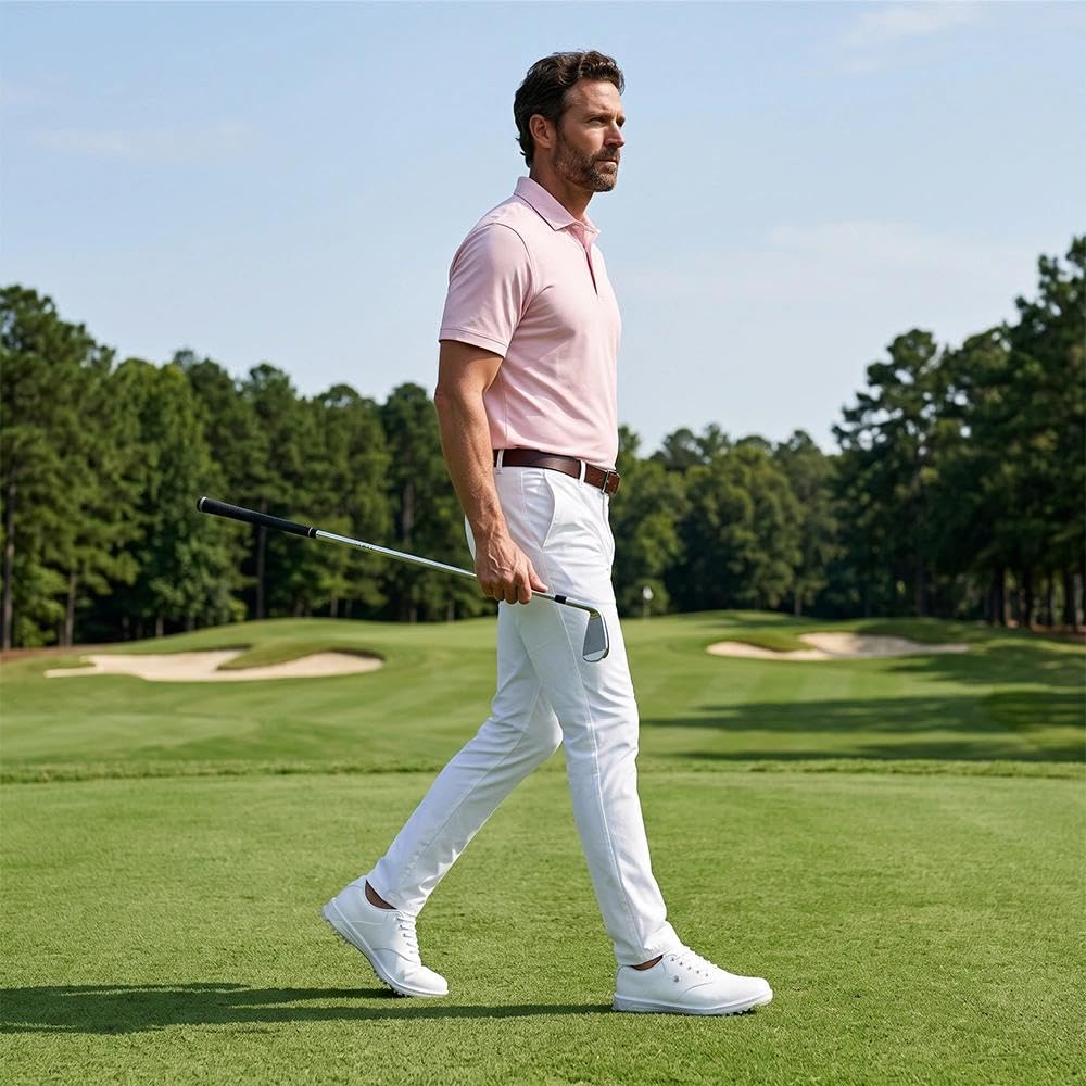 ULTIANT Chaussures de Golf pour Homme : Crampons Fixes imperméables avec Protection en TPU, antidérapantes, pour Le Golf et Les Loisirs