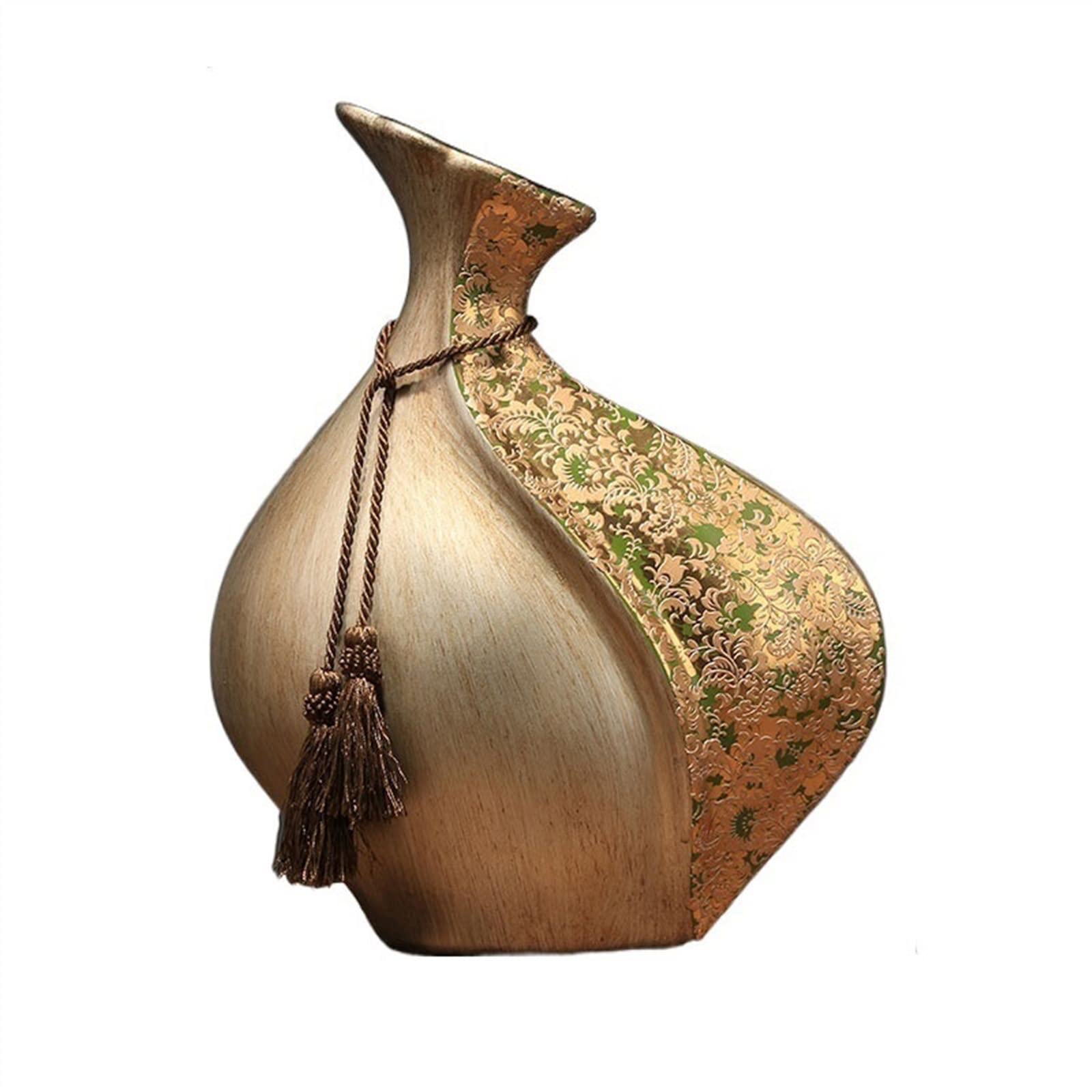 asdchZen Vases,Ceramic Ornament Vase Handmade Floor Vase Ornaments For Living Room Porch Office/Brown/22 * 10 * 48Cm,Brown-30 * 14 * 38Cm