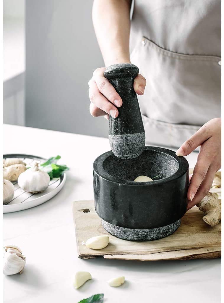 Generisch Massiver Marmormörser, Doppelseitig Mahlbar, Großes Fassungsvermögen 400 Ml, Zum Mahlen Von Gewürzen Und Kräutern, Zur Zubereitung Von Pesto Und Arzneien
