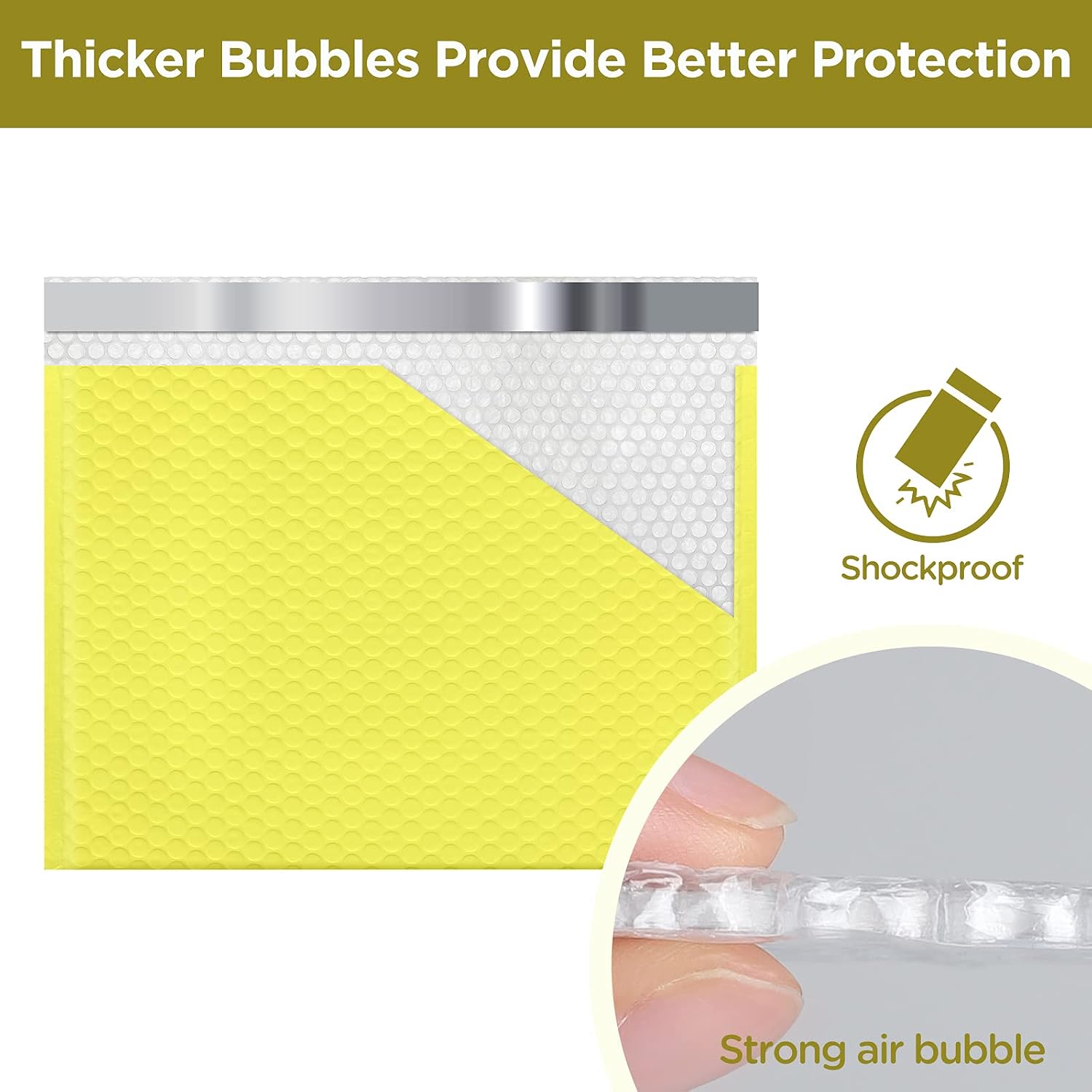 KeePack A4 Paper Size Poly Bubble Mailers, 12x10 Padded Envelopes Yellow, 25 Pack Shipping Envelopes Bags for Mailing/Packaging/Delivering (inside:12x9 inches)