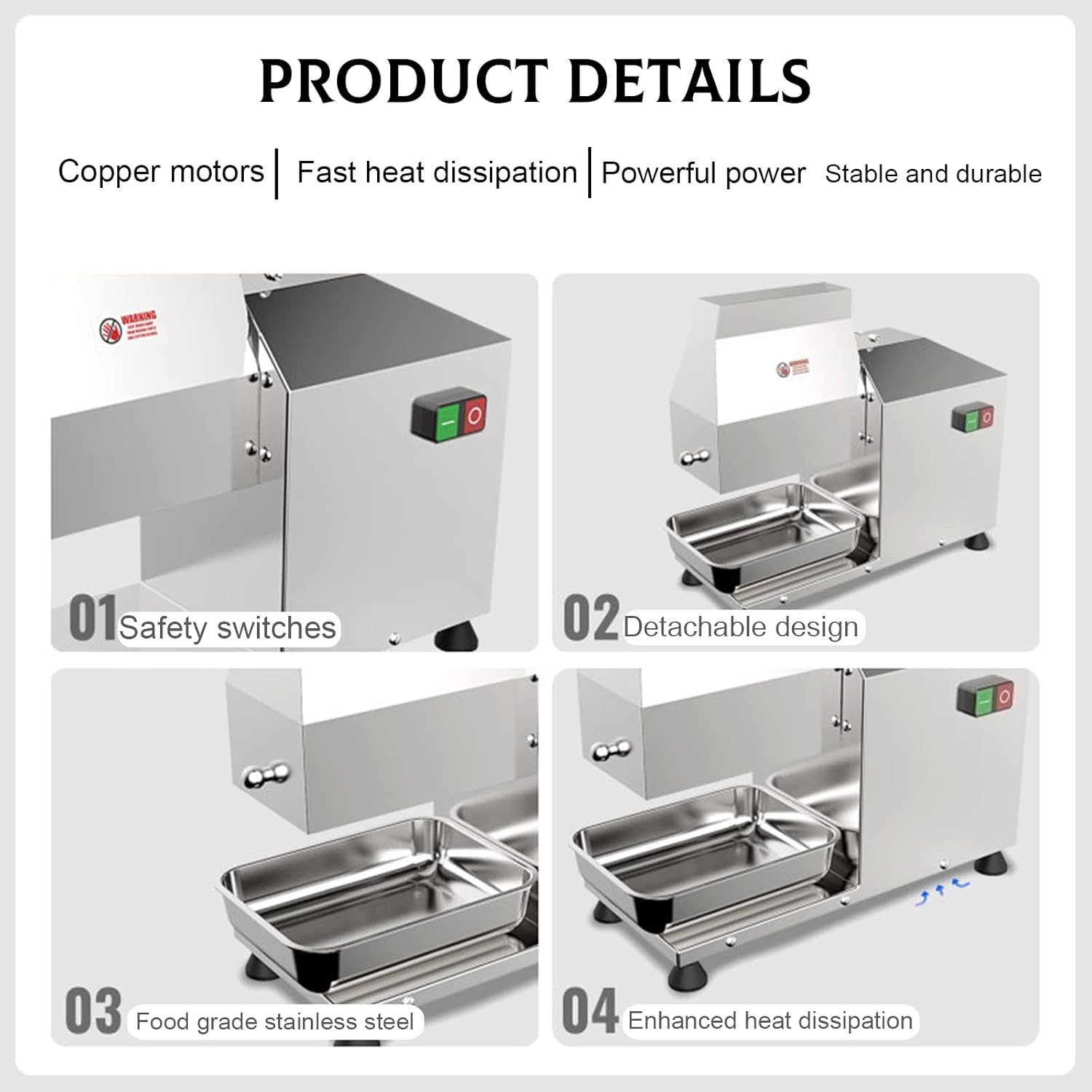 Li Bai Commercial Meat Tenderizer Electric 110v Heavy Duty Meat Grinder with Stainless Steel Body 350w for Commercial Restaurant Kitchen Use