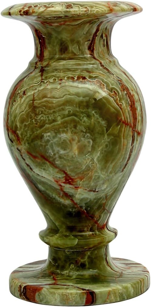 NaturesArtifacts Decorative Multi Green Onyx Flower Vase - 100% Natural Store & Hand Crafted (3" x 6")