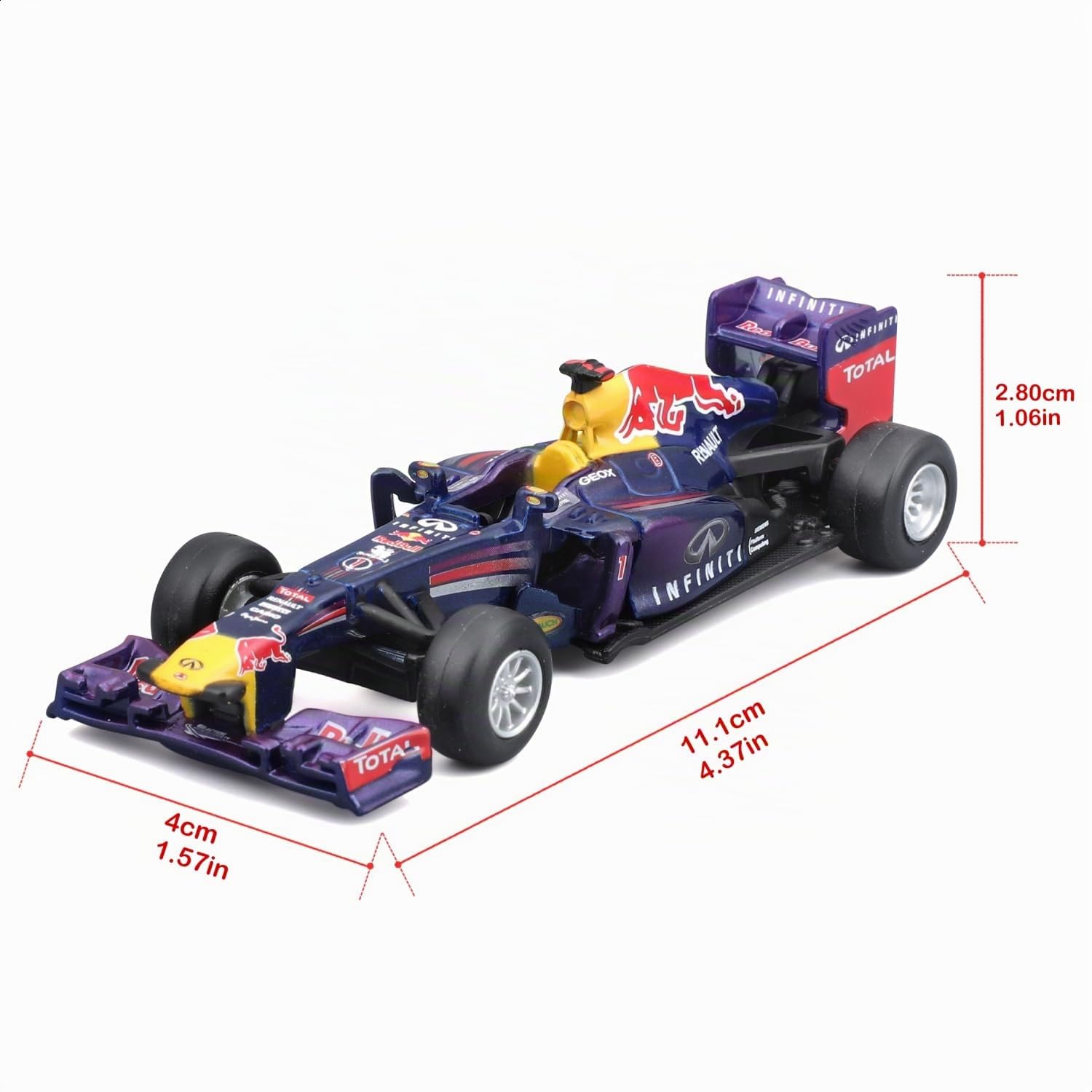 Bburago - Coffret 7 Véhicules F1 Oracle Red Bull - Échelle 1/43 - avec Présentoir - Collection Formule 1 en Métal - Cadeau Dès 3 Ans - Pack Cadeau Formule 1 Collector Red Bull