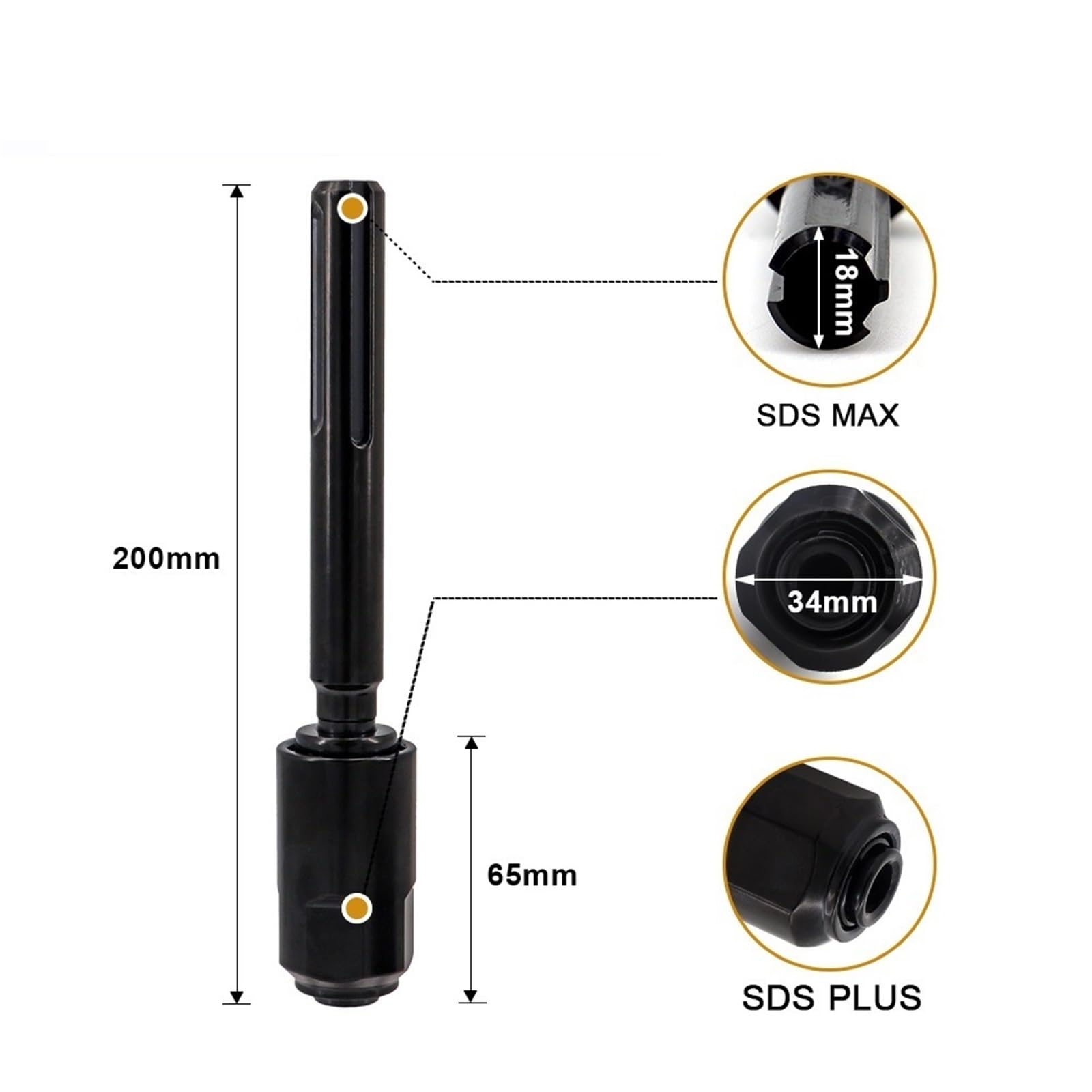 For SHDIATOOL 1pc or 2pcs SDS Plus To SDS Max Chuck Adapter Connecting Power Accessories Drill Bits Converter Hammer Drill Bits Tool(2pcs)