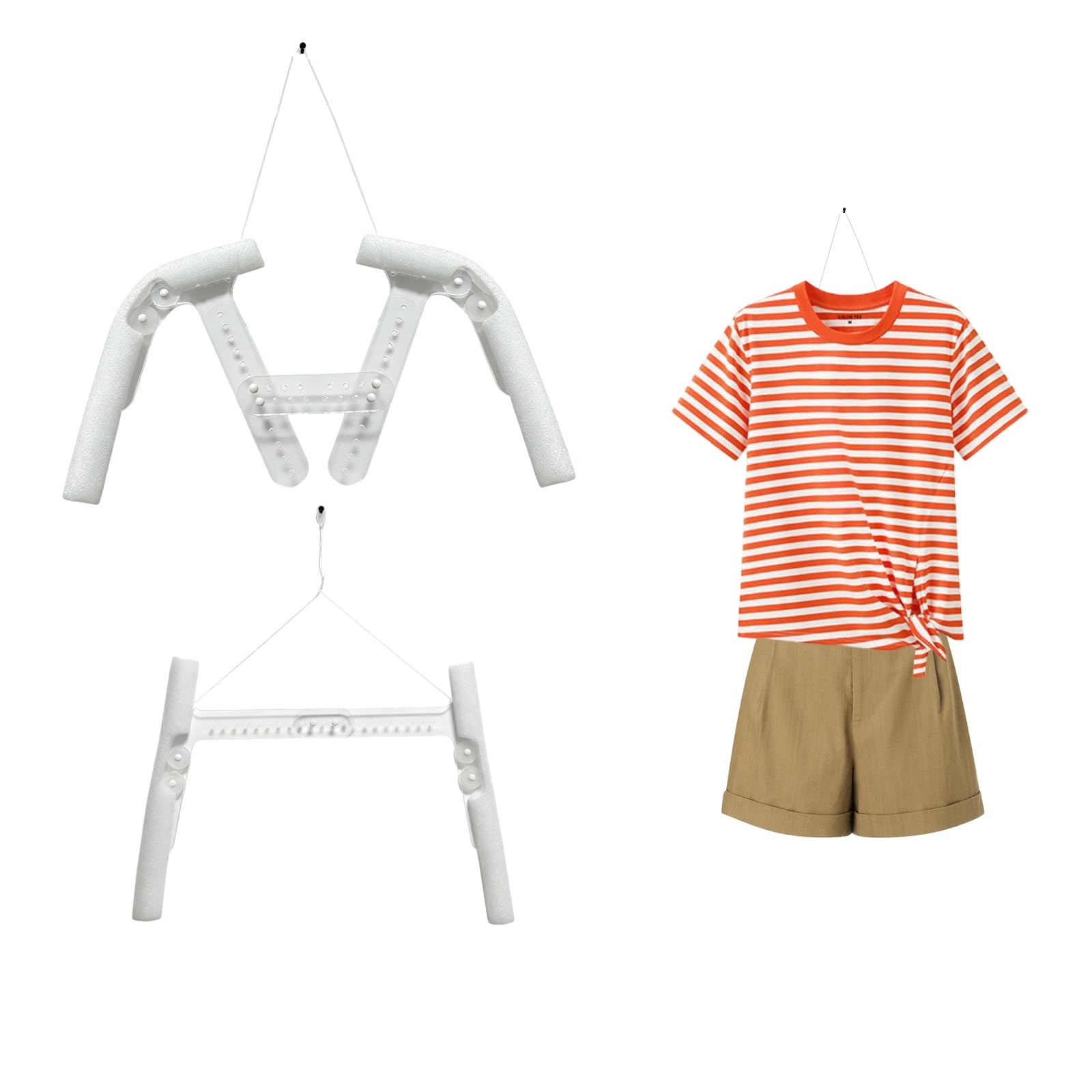 Labasuan Sets 2 In 1 Invisible Hanger, Adjustable Mannequin Top & Pants Display Hanger