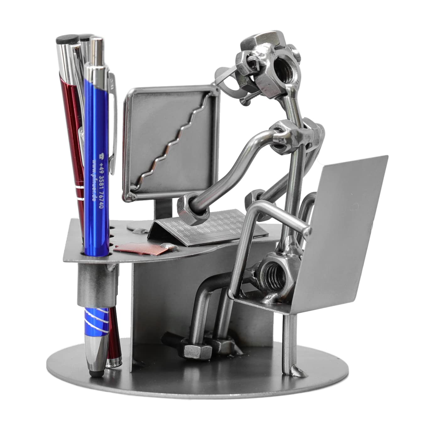 Schraubenmännchen PC BÜRO COMPUTER FREAK Organizer Stiftehalter - Handarbeit Geschenkidee Metallfigur Metallmännchen Stahlfigur Schraubenmännle - Deko für Büro & Zuhause
