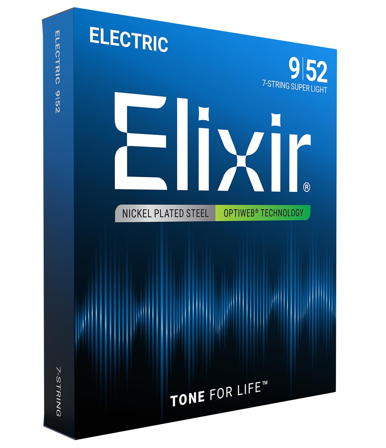 Elixir 19007 Strings 7-string Electric Guitar Strings with OPTIWEB® Coating, Super Light (.009-.052)