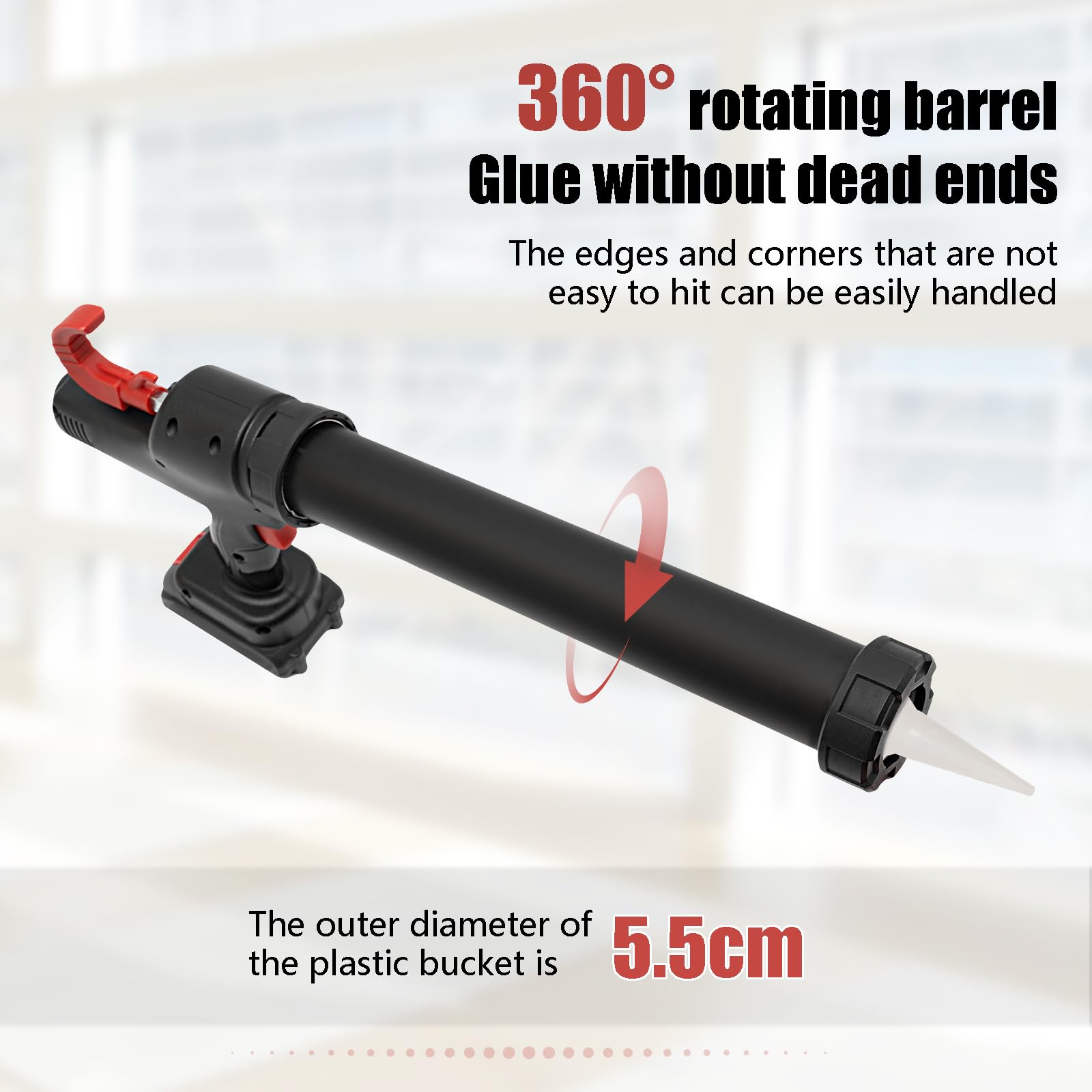 Cordless Caulking Gun, 21V Electric Caulking Gun with 2 x 2.0AH Battery & Toolbox, Hand Caulking Gun Battery Operated Caulk Gun, Dripless Caulk Gun for Filling, Sealing