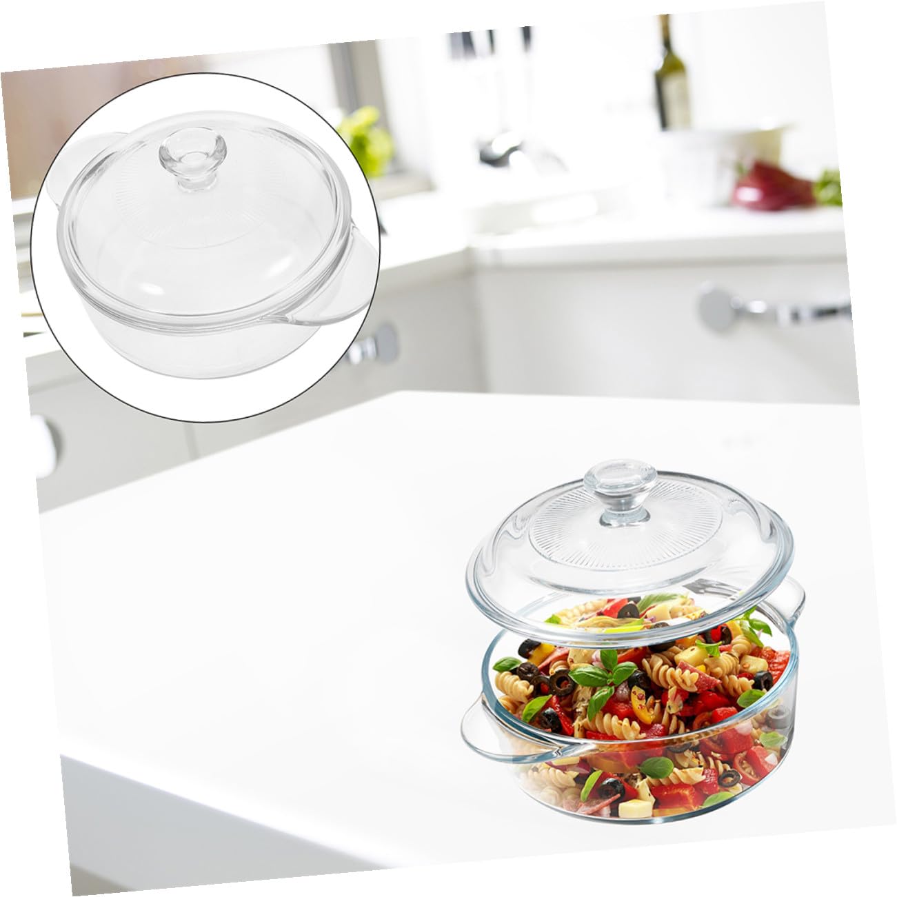 Bol de Resistente al Calor con Tapa Transparente y Asas Dobles Recipiente Reutilizable para Ensaladas Postres y Snacks para Fiestas y Uso Doméstico
