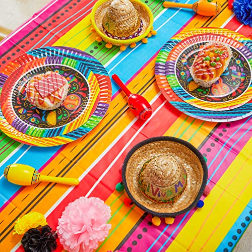 Image of JOYIN 6 pcs Cinco De Mayo Printed Plastic Tablecover w /Multi Color Style (54 x 108 INCHES) for Fiesta, Taco Night, Birthday, and Mexican Themed Party (Pack of 2)