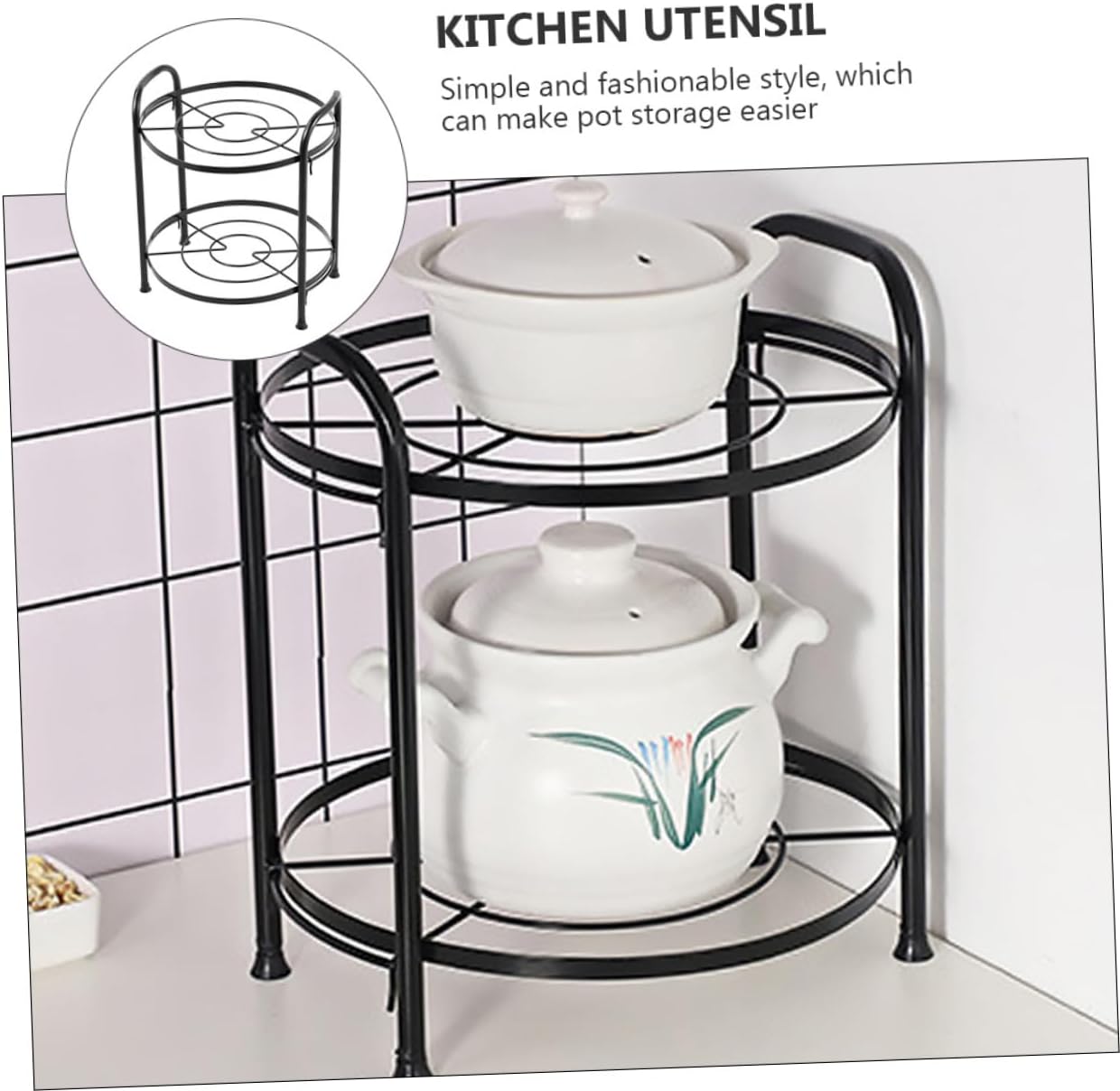 Alipis Creative Storage Stand for Kitchen Pot Pan Storage Rack Home and Kitchen Organization Raised Design Detachable for Easy