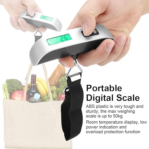 Miniatura 4 de Báscula de peso portátil digital para equipaje mini tamaño LCD digital digital colgando básculas portátil gancho balanza máxima carga 1102lbs