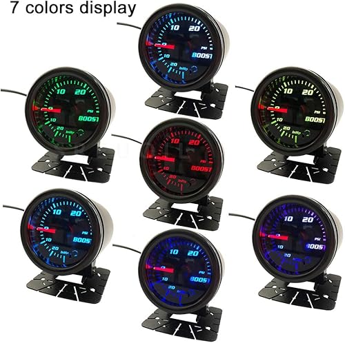 Miniatura 4 de Medidor de presión Turbo Boost de 52 mm 2" negro, 0-30 PSI, vacío, Turbo, con 7 colores tintados (con taza de medición)