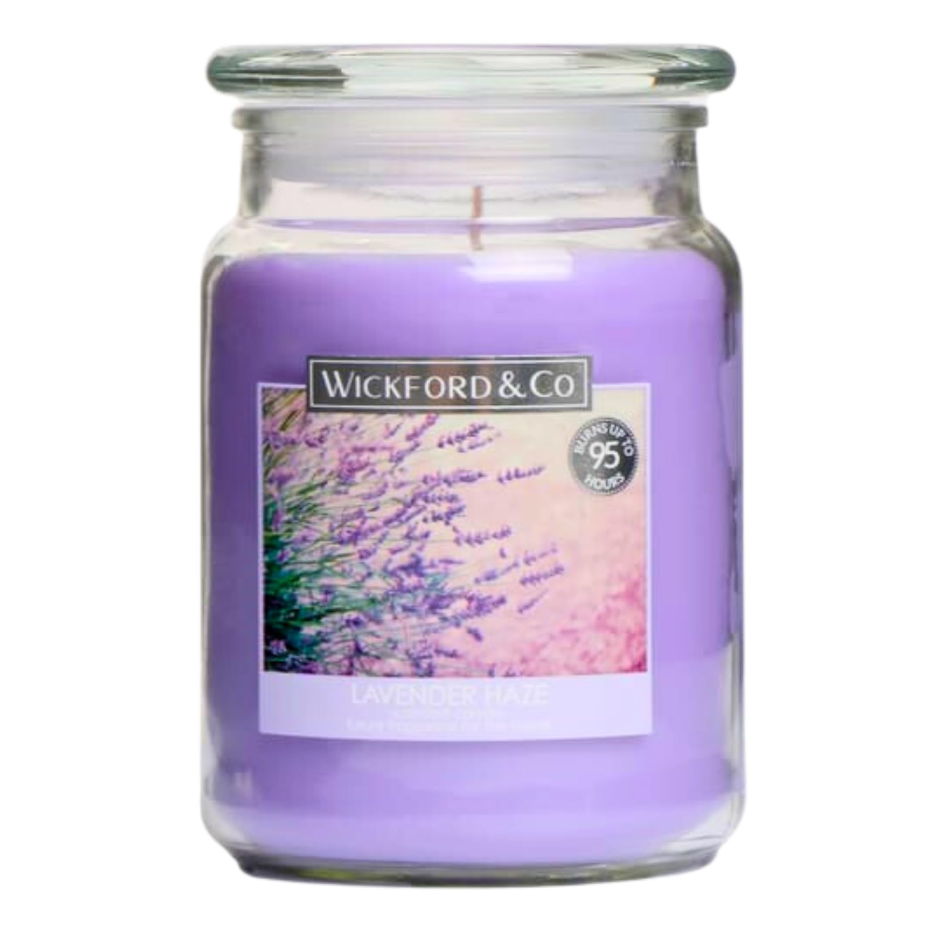 ShopZee Trading Ltd Luxury Scented Large Glass Jar Candle by Wickford & Co – 18oz, 95-Hour Burn Time, Ideal for Any Space & Special Occasions (Lavender Haze)