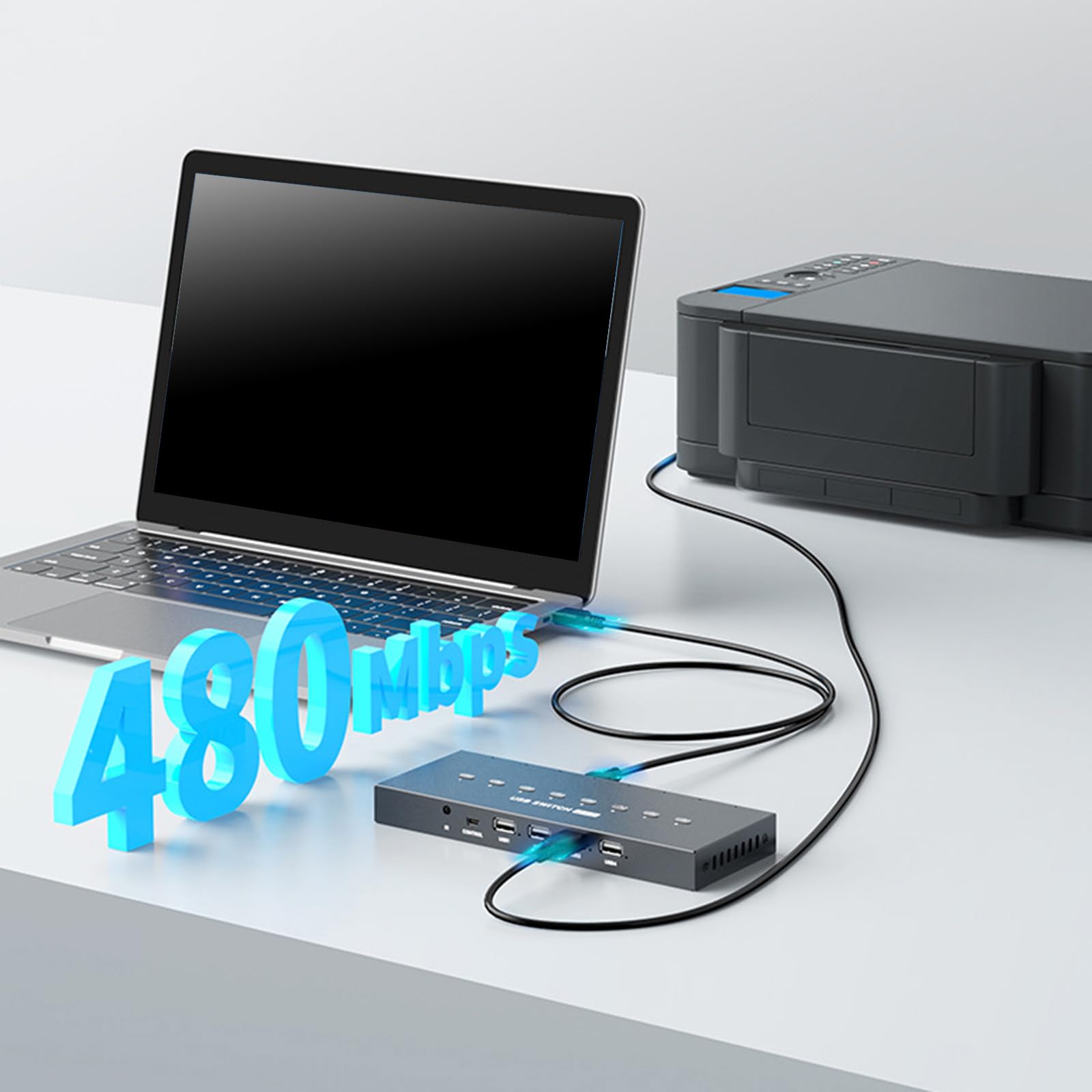 USB Commutazione Manuale 8 Porte Convertitori Splitter per 8 PC Condividi Periferiche Stampante Ufficio Casa Hub USB 2.0 Hub di condivisione del computer