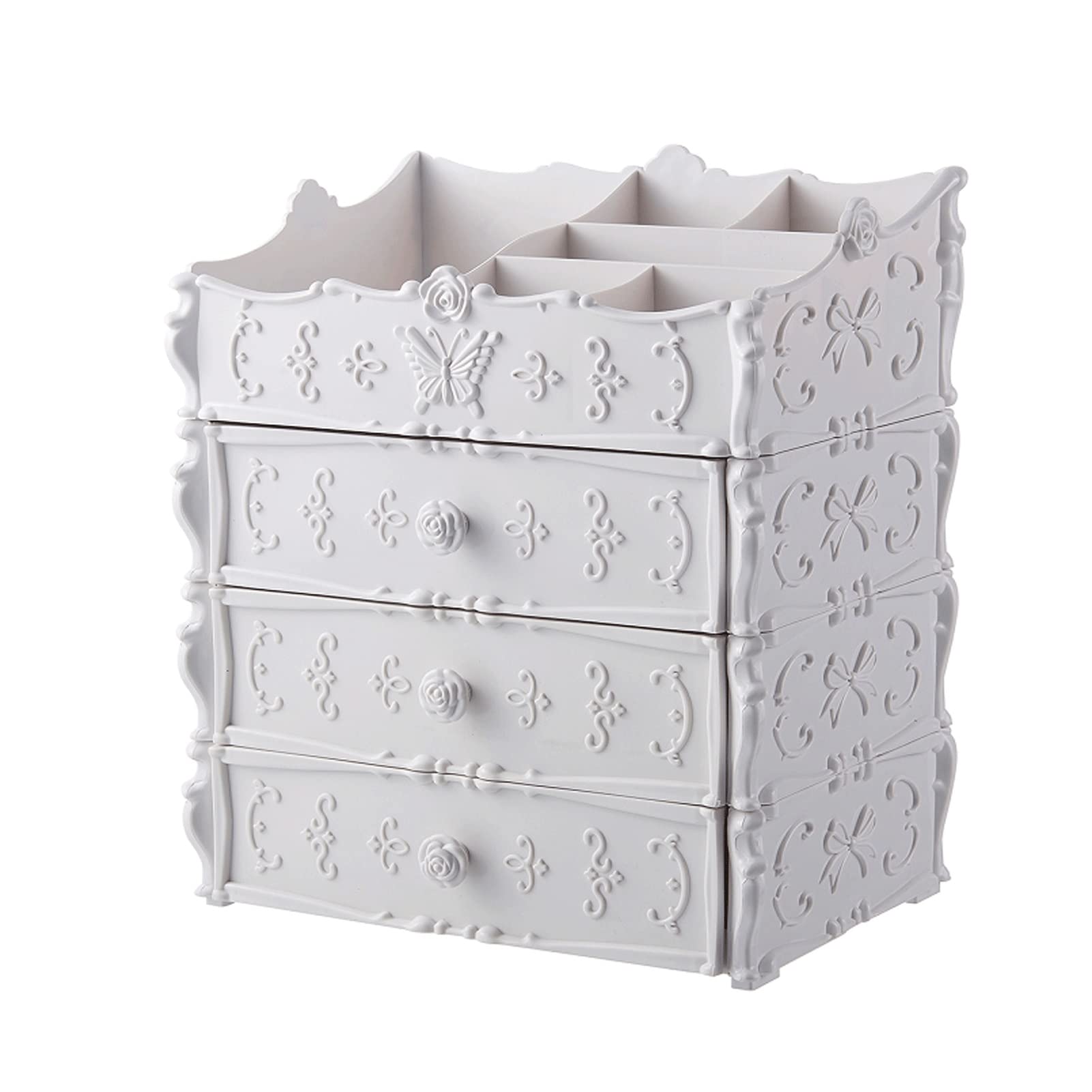 Makeup Organizer and Storage Skin Care Cosmetic Display Case with 3 Drawers Make up Stands for Jewelry Hair Accessories Beauty Skincare Product Organizing with Mirror