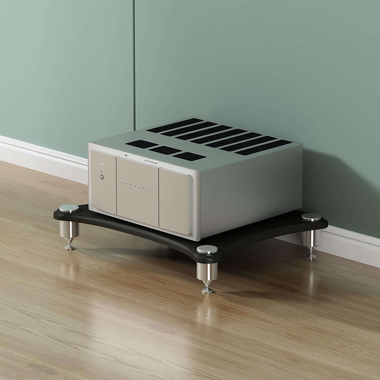 Mueble para equipos audiovisuales de 4 niveles negro para esquina