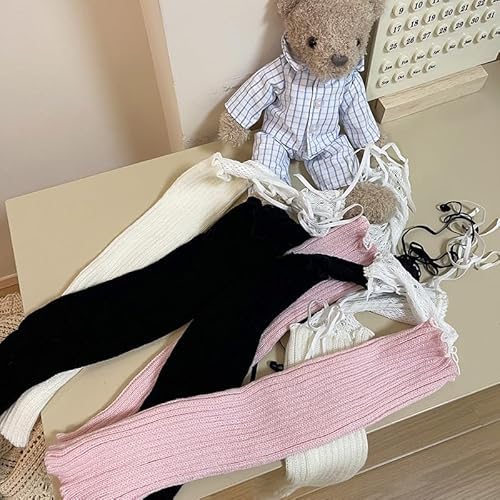 Yelaivp SOC880 Y2K Ribbed Knit Leg Warmers With Lace Patchwork 80S Gyaru Cute Ankle Heap Socks thumb #5
