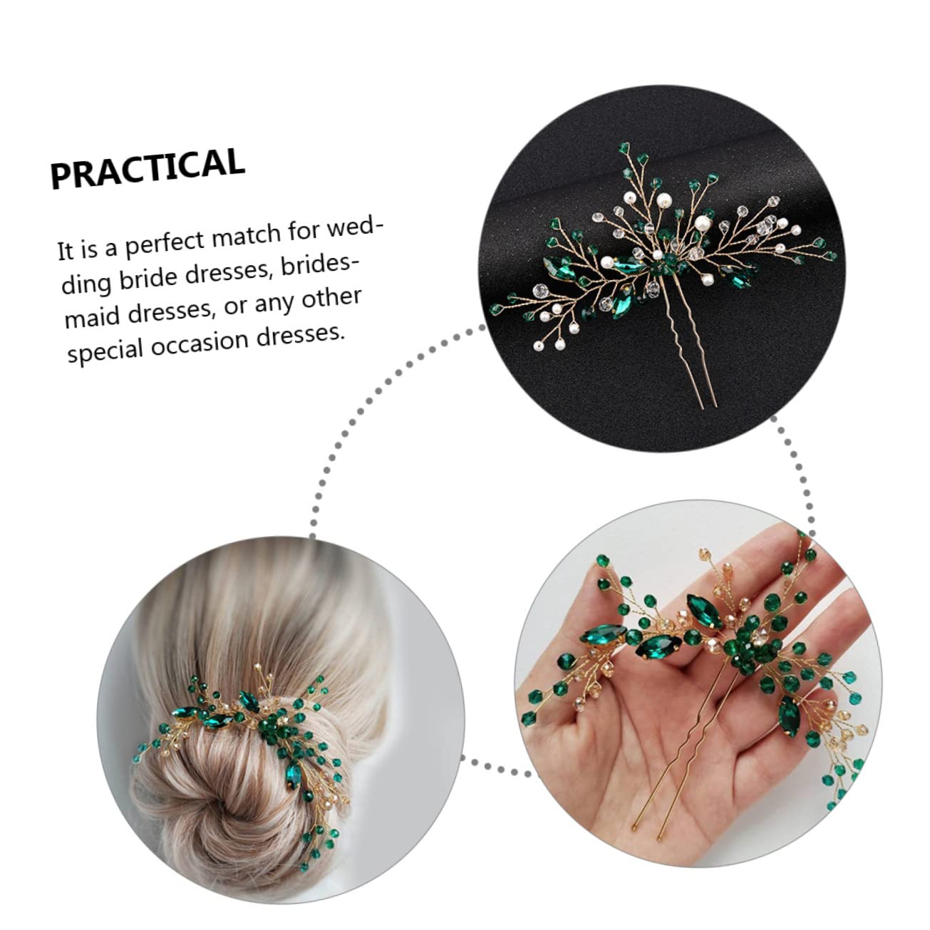 Healeved Lot De 5 Épingles À Cheveux En Strass Pour Chignon De Mariée