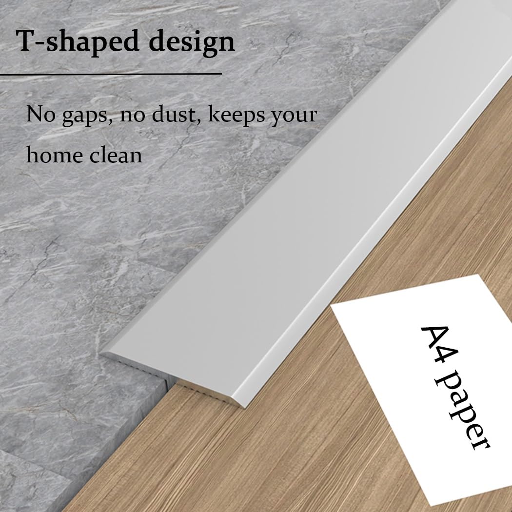 Tira De Umbral 100cm×3 Pieza, Moldura En T, Perfil De Transición De Aluminio Para Uniones De Madera, Parquet, Tarima Y Mármol, Cubrecantos Embellecedor(Champagne,20mm/0.78in)