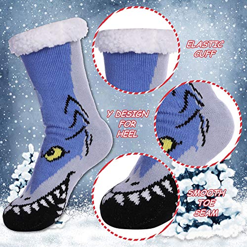 DYW Mens Slipper Socks Animal Fuzzy Non Slip Fluffy Winter Warm Soft Thick Fleece lined Thermal Home Socks4
