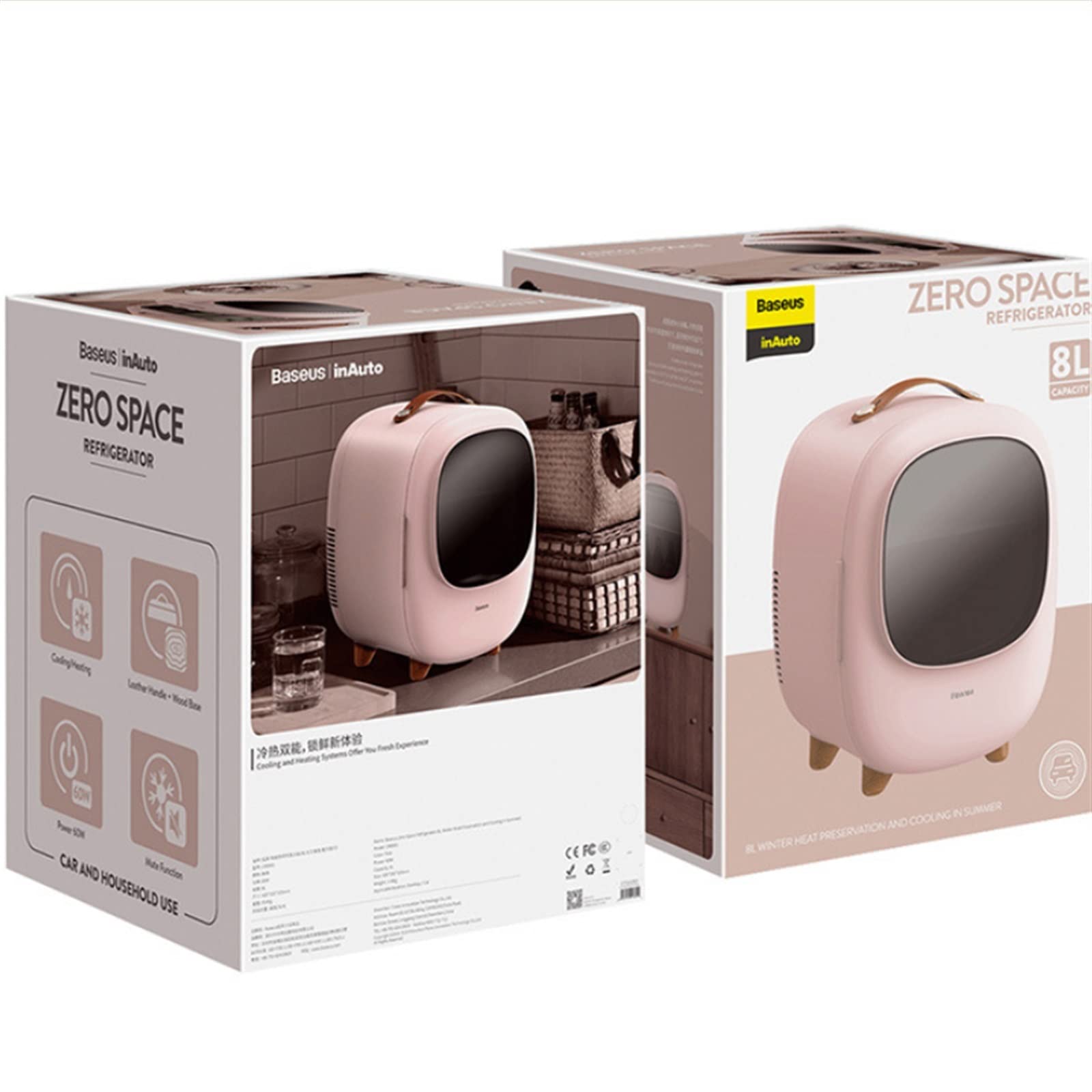 Mini frigorifero piccolo frigorifero per la casa cosmetici riscaldamento e raffreddamento doppio uso auto casa studente dormitorio portatile (rosa)