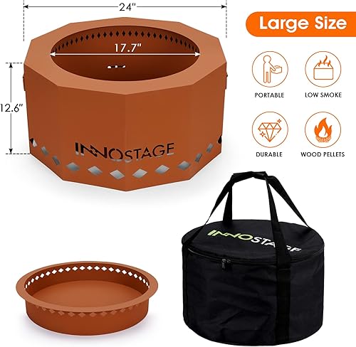 Miniatura 3 de Fogata sin humo de 24 pulgadas para uso al aire libre, hoguera grande de pellets de madera para 4-6 personas